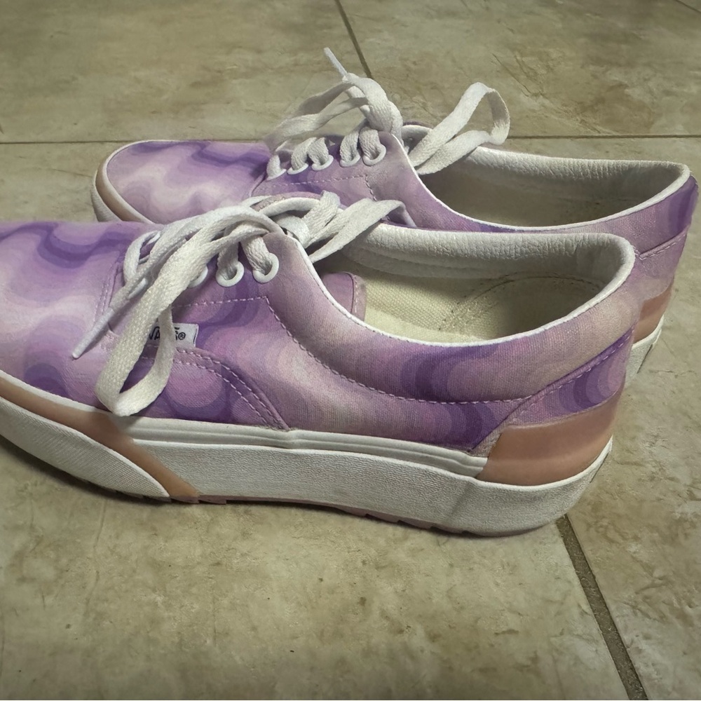 Vans Women's Lavender and White Sneakers